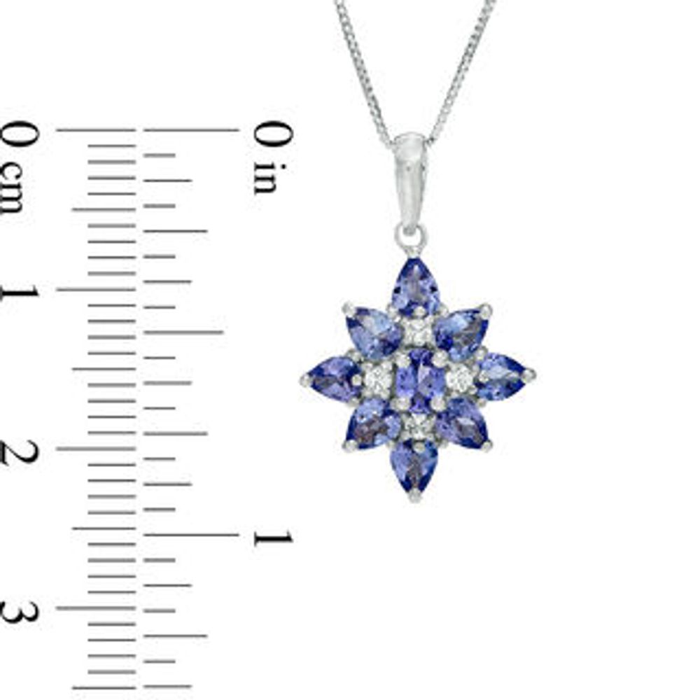 Multi-Shaped Tanzanite and Diamond Accent Star Cluster Pendant in 10K White Gold|Peoples Jewellers