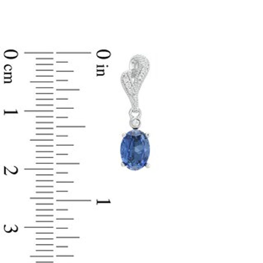 Lab-Created Blue and White Sapphire Pendant and Earrings Set in Sterling Silver|Peoples Jewellers