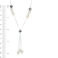 Bead Lariat Necklace in Tri-Tone Sterling Silver and Black Ruthenium|Peoples Jewellers