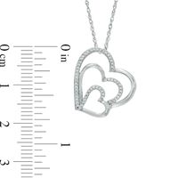 0.15 CT. T.W. Diamond Tilted Layered Triple Heart Pendant in Sterling Silver|Peoples Jewellers