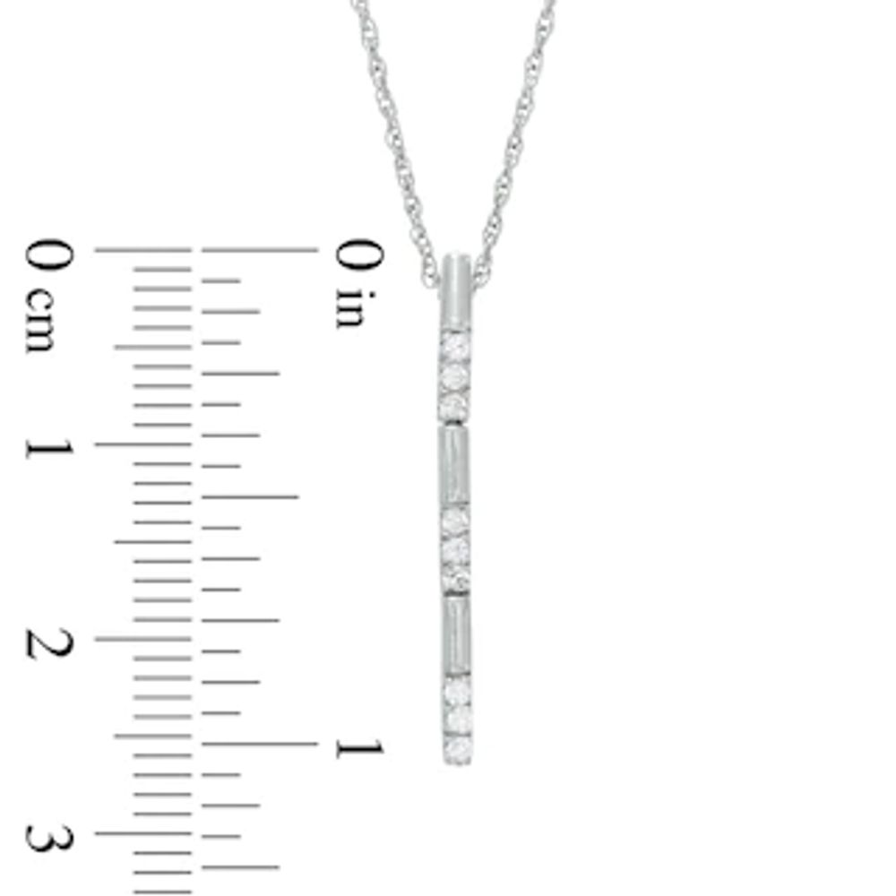 0.09 CT. T.W. Diamond Three Stone Linear Bar Pendant in Sterling Silver|Peoples Jewellers