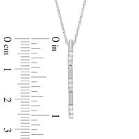 0.09 CT. T.W. Diamond Three Stone Linear Bar Pendant in Sterling Silver|Peoples Jewellers