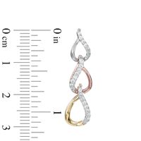 0.30 CT. T.W. Diamond Three Tier Drop Earrings in 10K Tri-Tone Gold|Peoples Jewellers