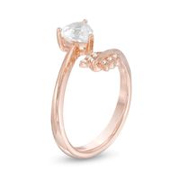 6.0mm Trillion-Cut Lab-Created White Sapphire Arrow Ring in Sterling Silver with 14K Rose Gold Plate|Peoples Jewellers