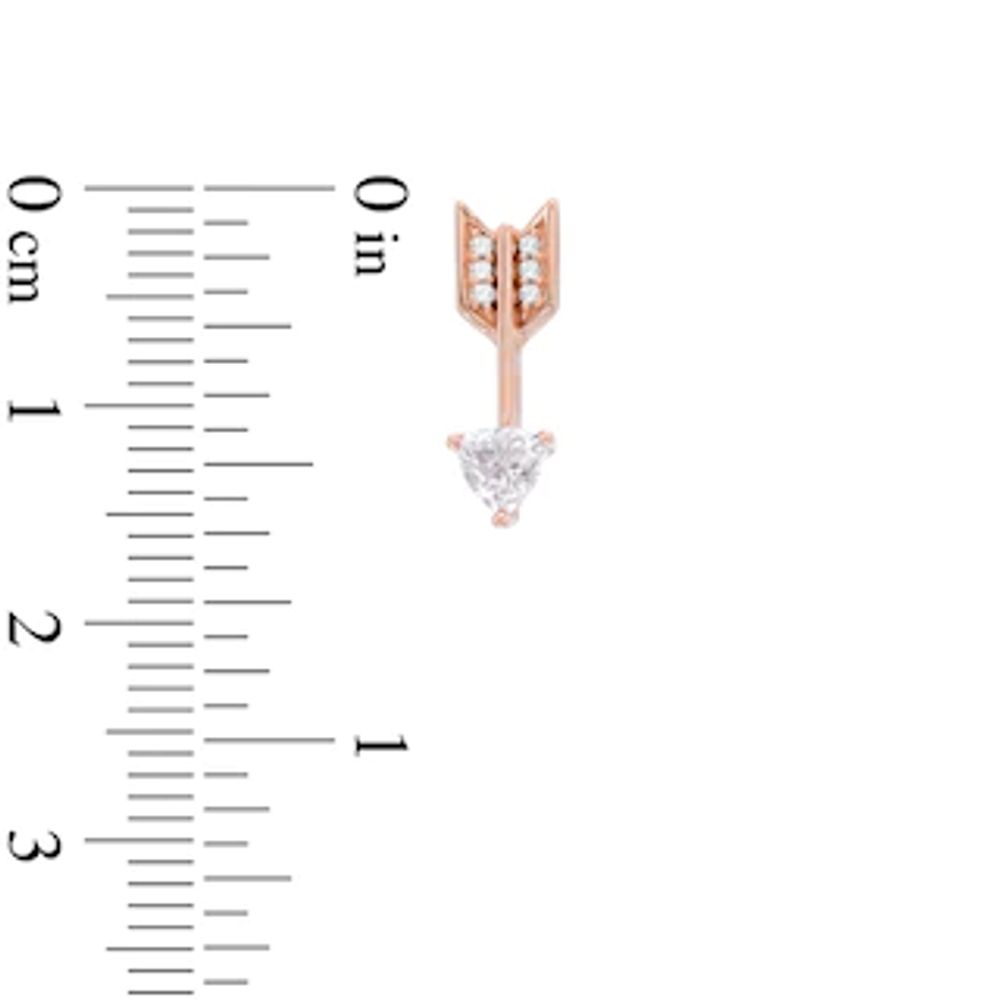 4.0mm Trillion-Cut Lab-Created White Sapphire Arrow Drop Earrings in Sterling Silver with 14K Rose Gold Plate|Peoples Jewellers