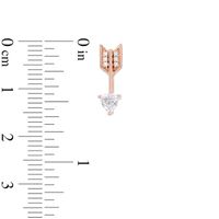 4.0mm Trillion-Cut Lab-Created White Sapphire Arrow Drop Earrings in Sterling Silver with 14K Rose Gold Plate|Peoples Jewellers