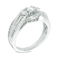 0.45 CT. T.W. Diamond Three Stone Bypass Ring in 10K White Gold|Peoples Jewellers