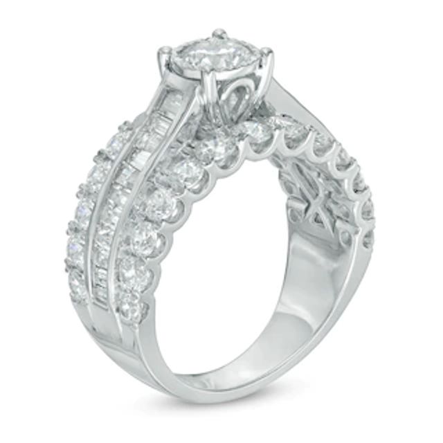 3.00 CT. T.W. Diamond Multi-Row Shank Engagement Ring in 14K White Gold|Peoples Jewellers