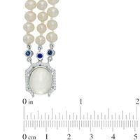 Freshwater Cultured Pearl and Cushion-Cut White Quartz Triple Strand Bracelet with Sterling Silver Clasp-7.25"|Peoples Jewellers