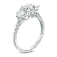 5.2mm Lab-Created White Sapphire Three Stone Ring in 10K White Gold|Peoples Jewellers