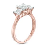 5.2mm Princess-Cut Lab-Created White Sapphire Three Stone Ring in 10K Rose Gold|Peoples Jewellers