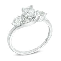 Lab-Created White Sapphire Three Stone Swirl Ring in 10K White Gold|Peoples Jewellers