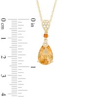 Pear-Shaped Citrine and Lab-Created White Sapphire Drop Pendant in Sterling Silver and 14K Gold Plate|Peoples Jewellers