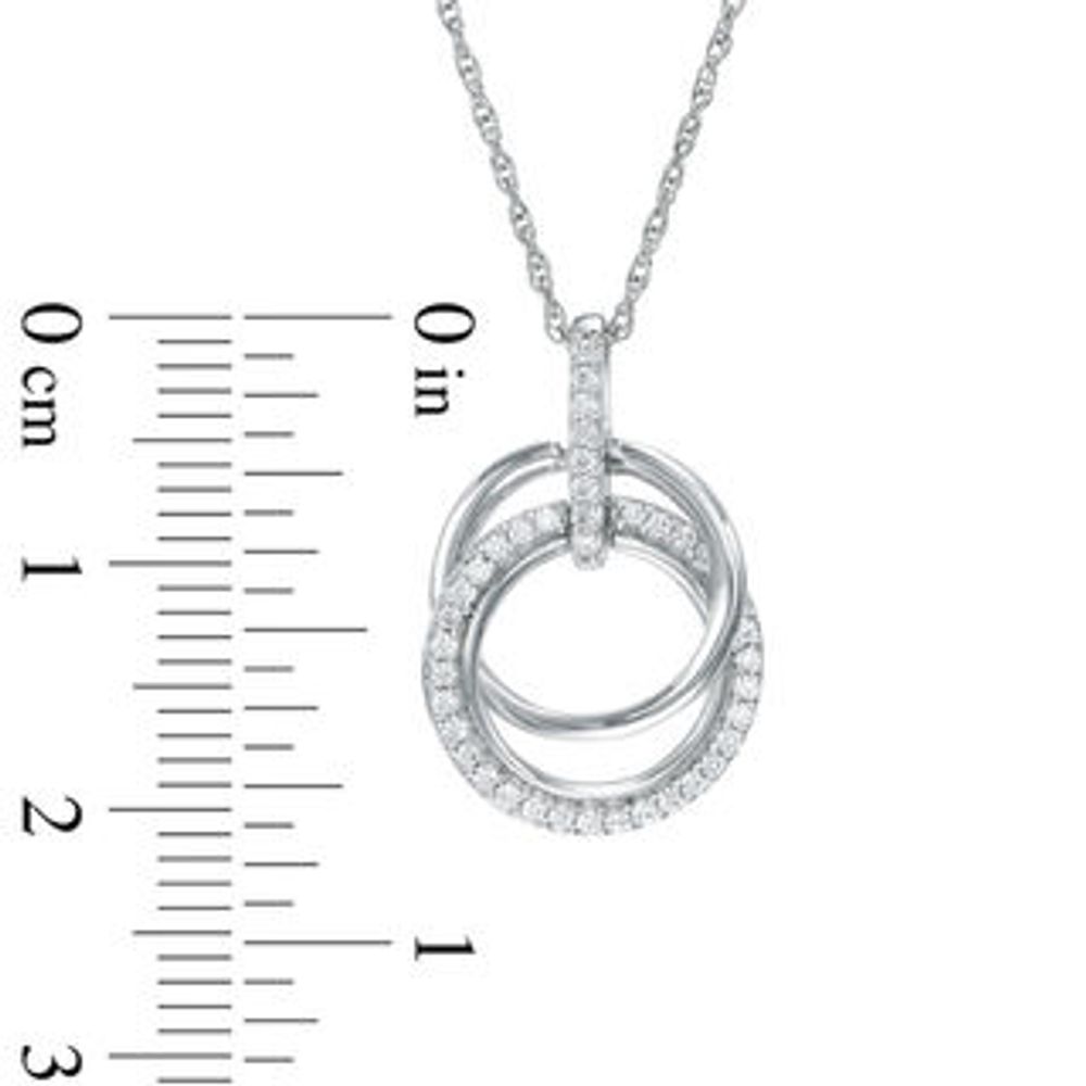 0.18 CT. T.W. Diamond Interlocking Circles Drop Pendant in Sterling Silver|Peoples Jewellers