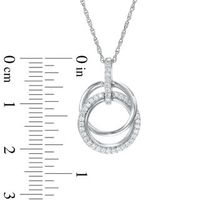 0.18 CT. T.W. Diamond Interlocking Circles Drop Pendant in Sterling Silver|Peoples Jewellers