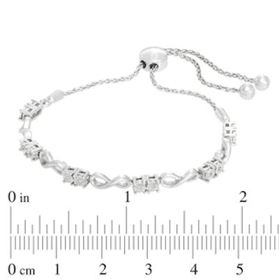 0.05 CT. T.W. Diamond Two-Stone Infinity Bolo Bracelet in Sterling Silver - 9.5"|Peoples Jewellers