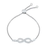 0.04 CT. T.W. Diamond Infinity Station Bolo Bracelet in Sterling Silver - 9.5"|Peoples Jewellers