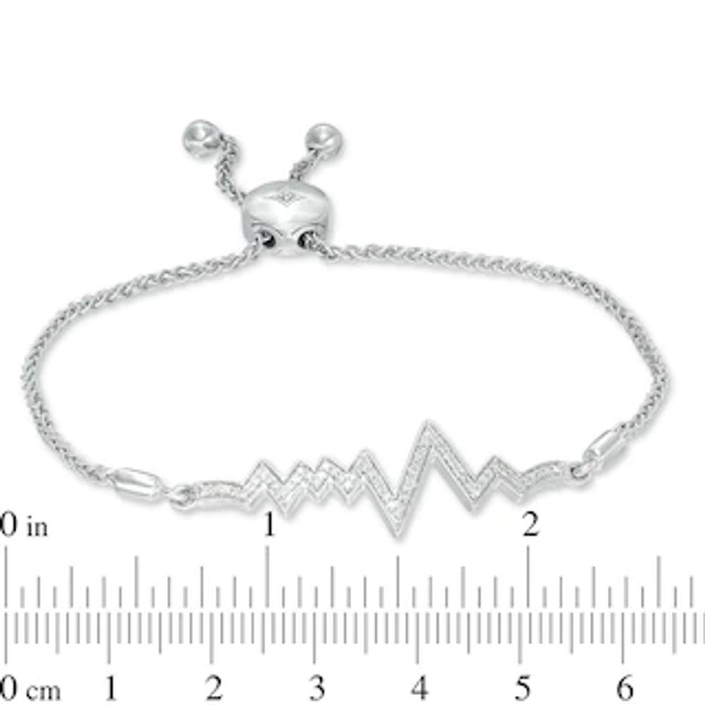 0.20 CT. T.W. Diamond Heartbeat Bolo Bracelet in Sterling Silver - 9.5"|Peoples Jewellers