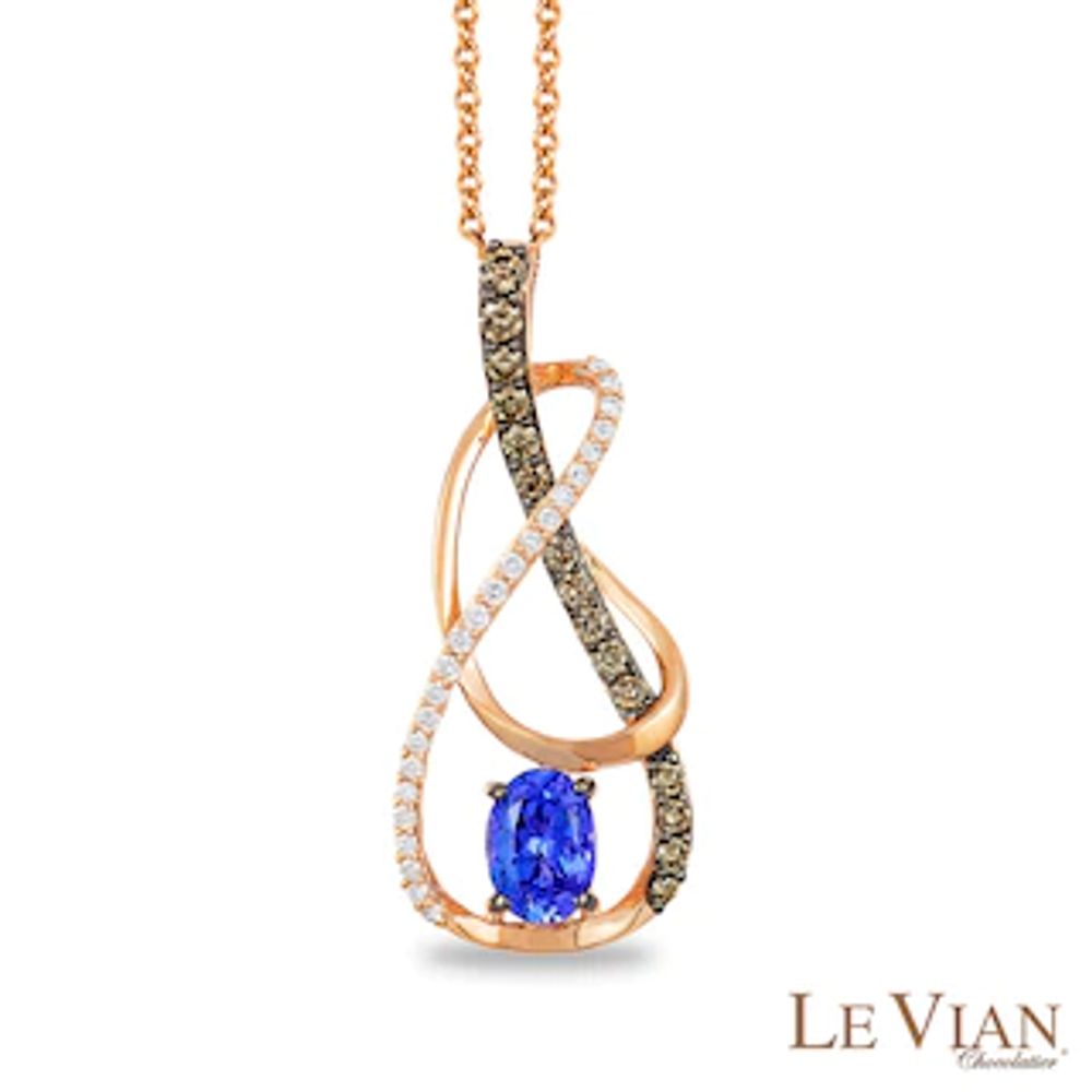 Le Vian® Blueberry Tanzanite™ and 0.44 CT. T.W. Diamond Infinity Twist Pendant in 14K Strawberry Gold™|Peoples Jewellers