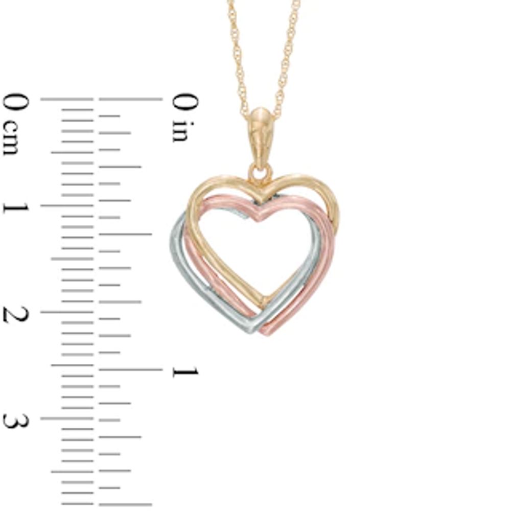 Layered Heart Pendant in Tri-Tone 10K Gold|Peoples Jewellers