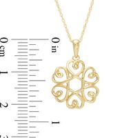Scrolling Heart Circle Pendant in 10K Gold|Peoples Jewellers
