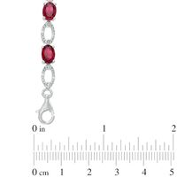 Oval Lab-Created Ruby and Diamond Accent Bracelet in Sterling Silver - 7.5"|Peoples Jewellers