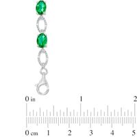 Oval Lab-Created Emerald and Diamond Accent Bracelet in Sterling Silver - 7.5"|Peoples Jewellers