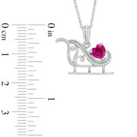5.0mm Heart-Shaped Lab-Created Ruby and Diamond Accent Sleigh Pendant in Sterling Silver|Peoples Jewellers