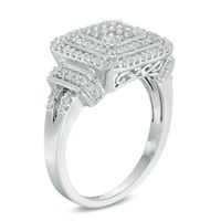 0.45 CT. T.W. Diamond Square Composite Frame Ring in Sterling Silver|Peoples Jewellers