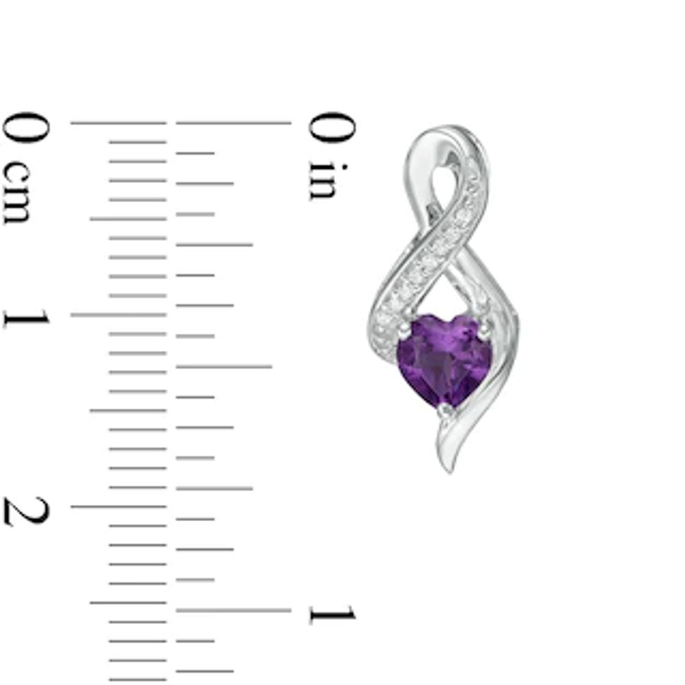 5.0mm Heart-Shaped Amethyst and Diamond Accent Infinity Drop Earrings in 10K White Gold|Peoples Jewellers