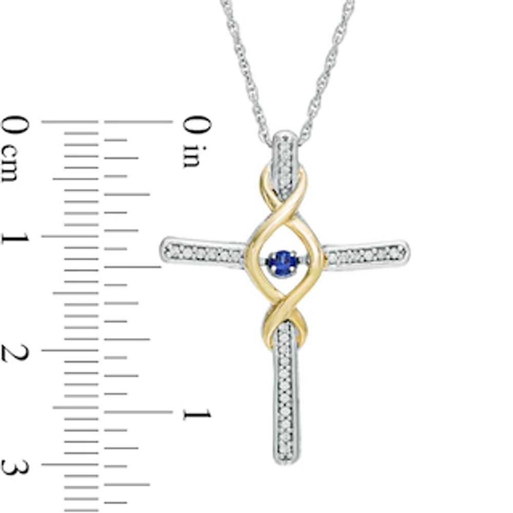 Unstoppable Love™ Lab-Created Blue Sapphire and 0.12 CT. T.W. Diamond Pendant in Sterling Silver and 10K Gold|Peoples Jewellers
