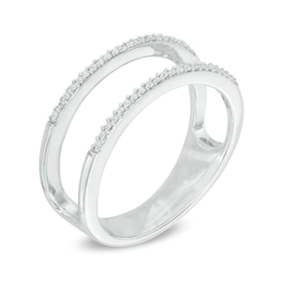 0.10 CT. T.W. Diamond Open Two Tier Ring in Sterling Silver|Peoples Jewellers