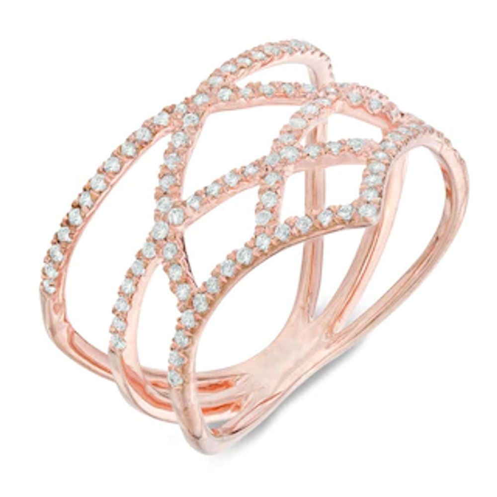 0.45 CT. T.W. Diamond Open Lattice Ring in 10K Rose Gold|Peoples Jewellers