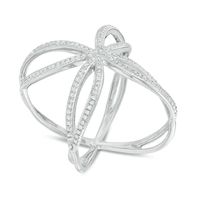 0.23 CT. T.W. Diamond Fashion Crossover Ring in Sterling Silver|Peoples Jewellers