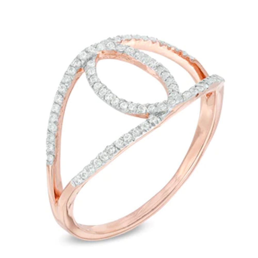 0.18 CT. T.W. Diamond Interlocking Ring in 10K Rose Gold|Peoples Jewellers