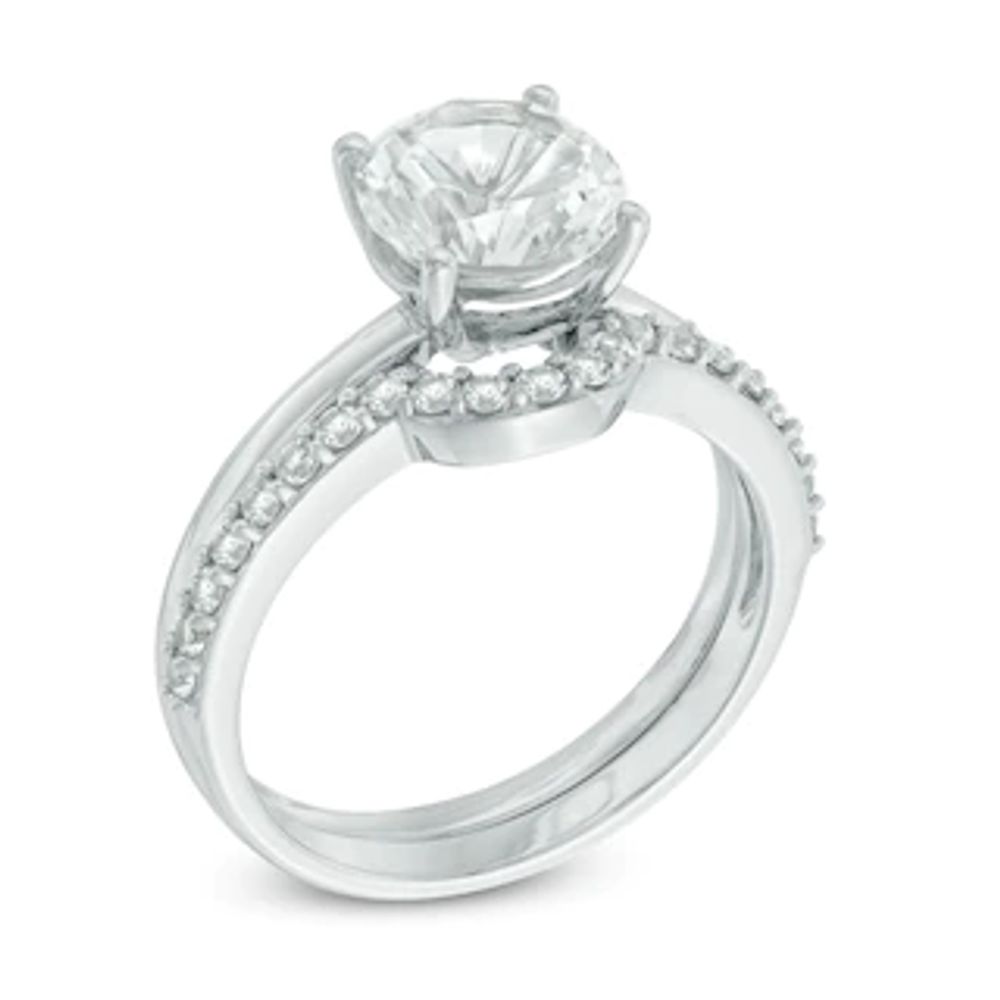 8.0mm Lab-Created White Sapphire Bridal Set in 10K White Gold|Peoples Jewellers