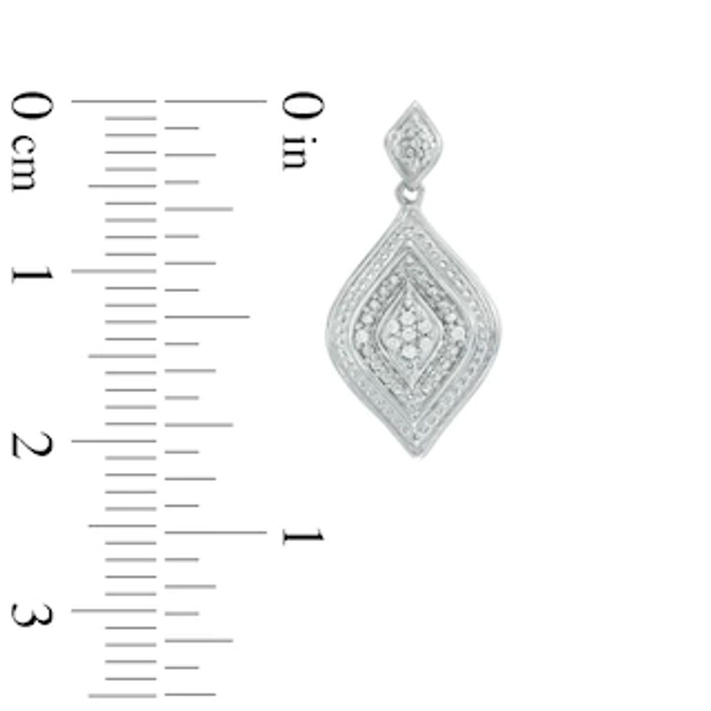 Diamond Accent Flame-Shaped Frame Pendant and Drop Earrings Set in Sterling Silver|Peoples Jewellers