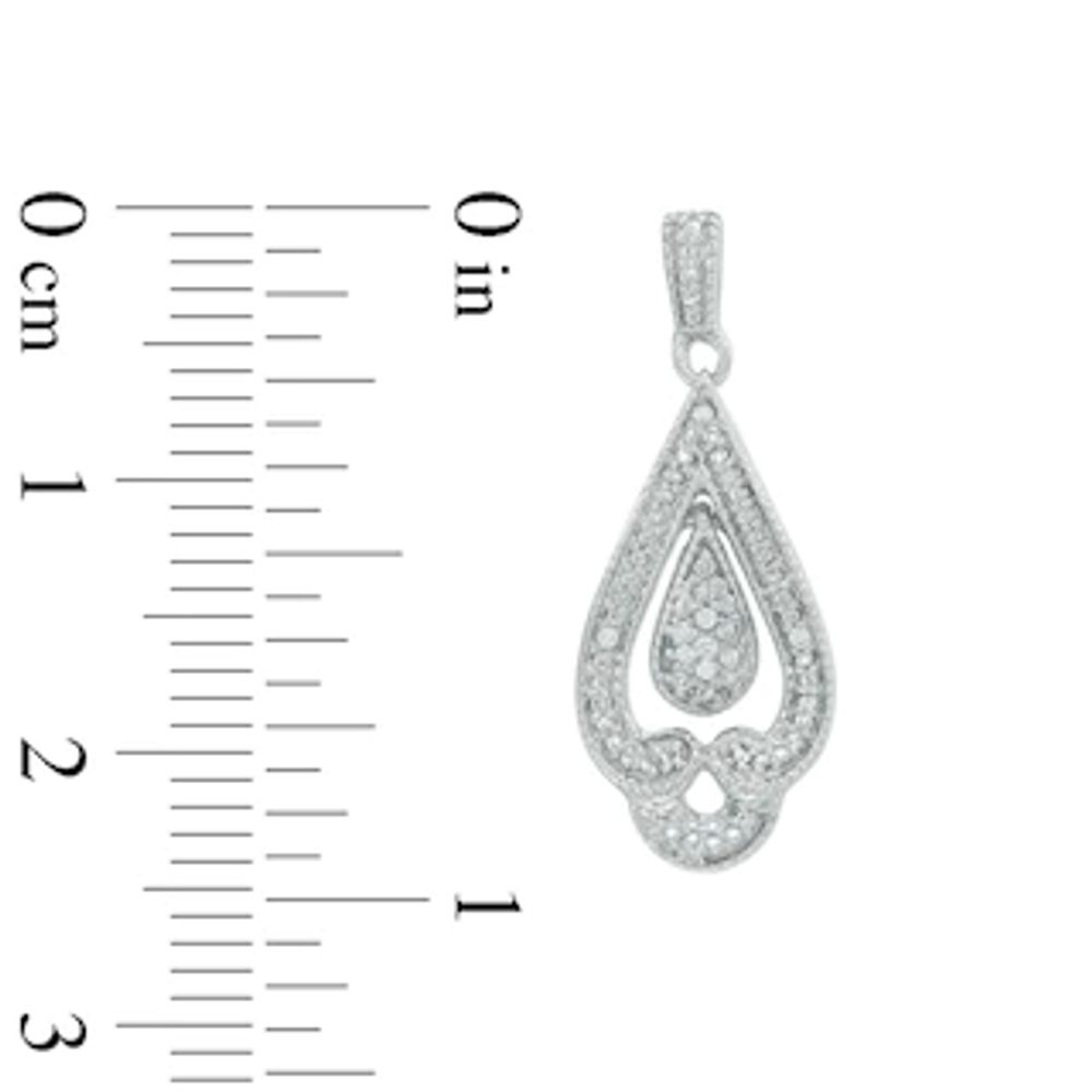 Diamond Accent Teardrop Vintage-Style Pendant and Earrings Set in Sterling Silver|Peoples Jewellers