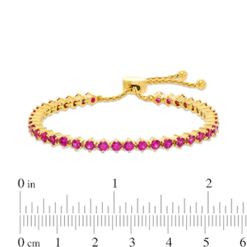 Lab-Created Ruby Bolo Bracelet in Sterling Silver with 18K Gold Plate - 9.0"|Peoples Jewellers