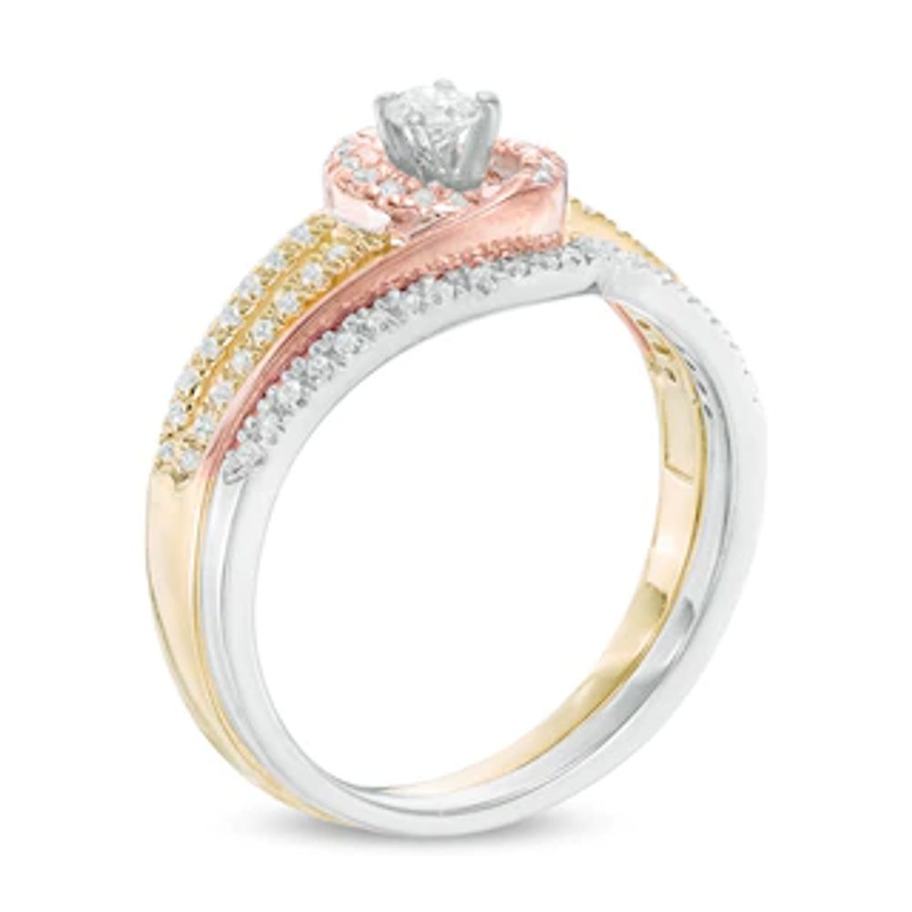 0.31 CT. T.W. Diamond Swirl Bridal Set in 10K Tri-Tone Gold|Peoples Jewellers