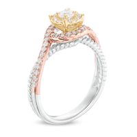 0.36 CT. T.W. Diamond Layered Frame Swirl Engagement Ring in 10K Tri-Tone Gold|Peoples Jewellers