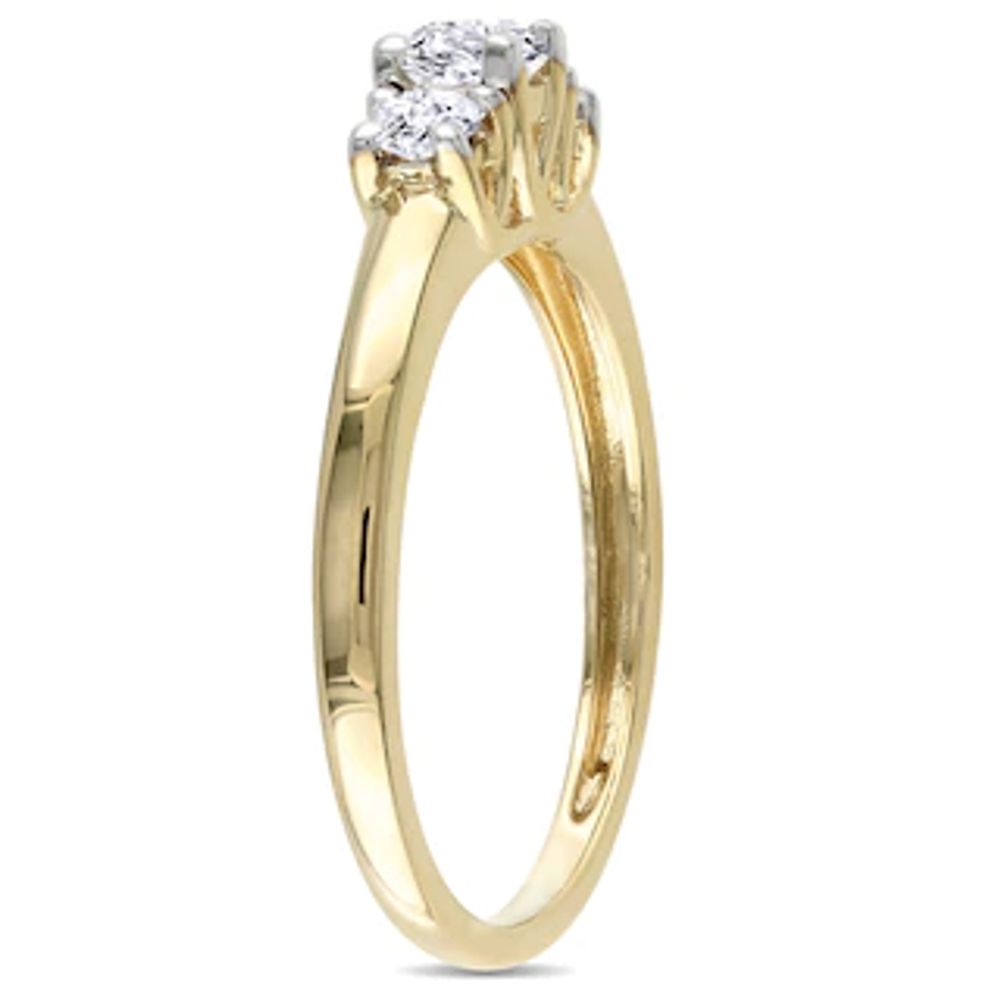 4.0mm Lab-Created White Sapphire Three Stone Ring in 10K Gold|Peoples Jewellers