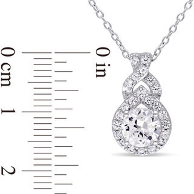 6.5mm Lab-Created White Sapphire Teardrop Frame Pendant in Sterling Silver|Peoples Jewellers