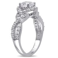 6.5mm Lab-Created White Sapphire Twist Frame Ring in Sterling Silver|Peoples Jewellers