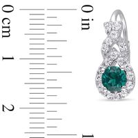 5.0mm Lab-Created Emerald and White Sapphire Frame Teardrop Earrings in Sterling Silver|Peoples Jewellers