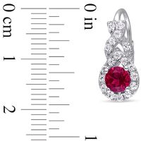 5.0mm Lab-Created Ruby and White Sapphire Frame Teardrop Earrings in Sterling Silver|Peoples Jewellers