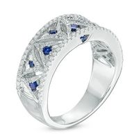 Vera Wang Love Collection 0.30 CT. T.W. Diamond and Sapphire Band in 14K White Gold|Peoples Jewellers