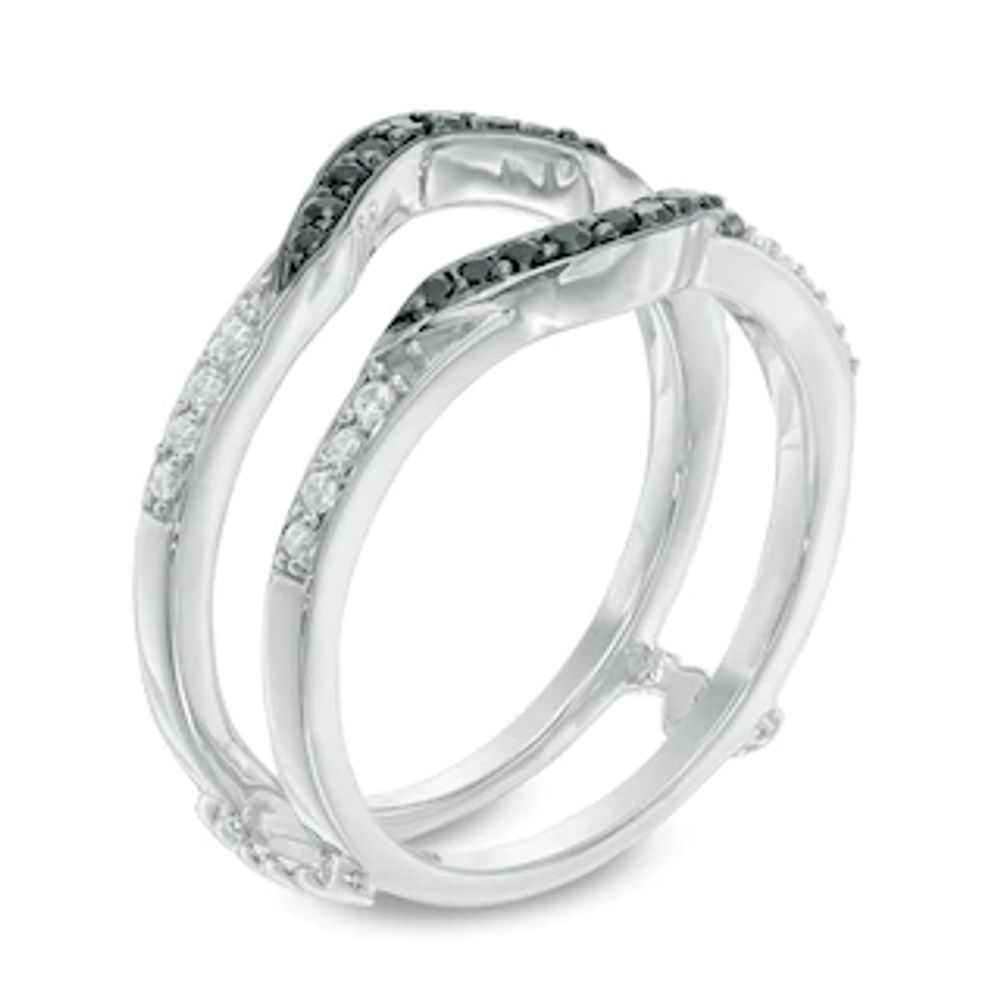 0.30 CT. T.W. Enhanced Black and White Diamond Contour Solitaire Enhancer in 10K White Gold|Peoples Jewellers