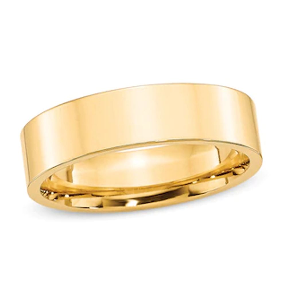 Men's 6.0mm Flat Square-Edged Comfort Fit Wedding Band in 14K Gold|Peoples Jewellers