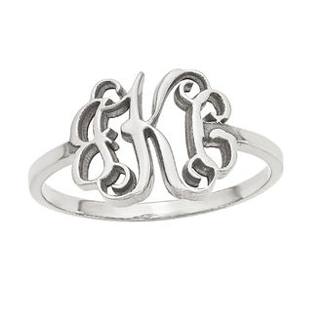 Scroll Monogram Ring in 10K Gold (3 Initials)|Peoples Jewellers